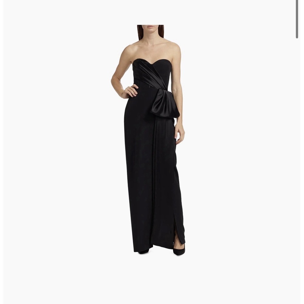 As It May Black Crepe Satin Sweetheart Angely Dress Size 0 XS Evening Gown $545